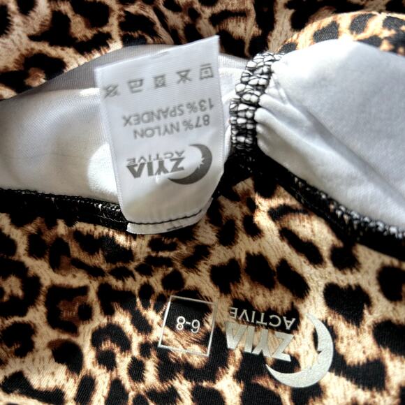 Zyia Active Scrunch Butt Leggings Size 6/8 Ruched Brown Leopard Animal Print - Picture 5 of 7